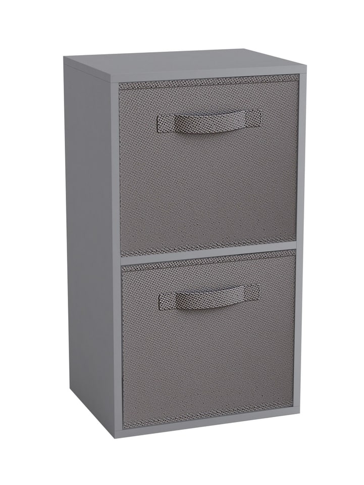 image 1 of 2-Tier Cube Shelving Unit with Inserts | Grey | Grey & Grey | 1