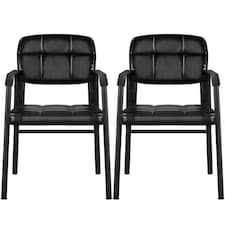 Yaheetech 2pcs Office Reception Upholstered Chairs for Home & Office Black | Black