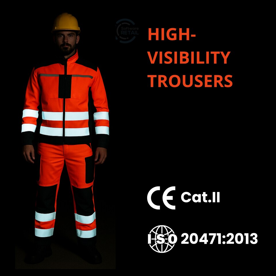 image 1 of Artmas Flash Class 2 Orange Work Trousers, Reflective Tape, Knee Pad Pockets, 260gsm (30/32 Inch - 48 EU)