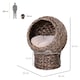 image 5 of PawHut Wicker Cat House, Raised Cat Bed with Cushion, 42 x 33 x 52cm, Dark Brown