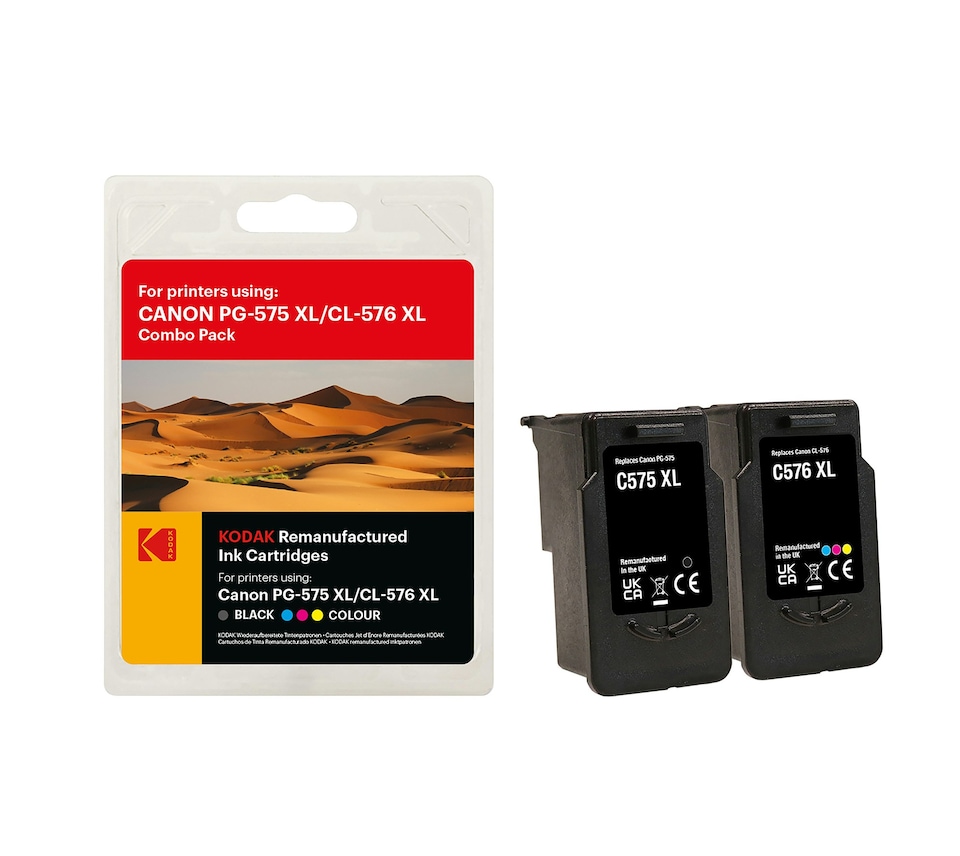 image 1 of Kodak Remanufactured Canon PG-575XL / CL-576XL Combo Pack Ink Cartridges | Black | Colour | 1