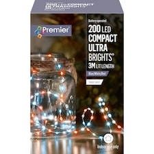 Premier 200 LED Battery Powered Compact Ultra Brights 3m Multi