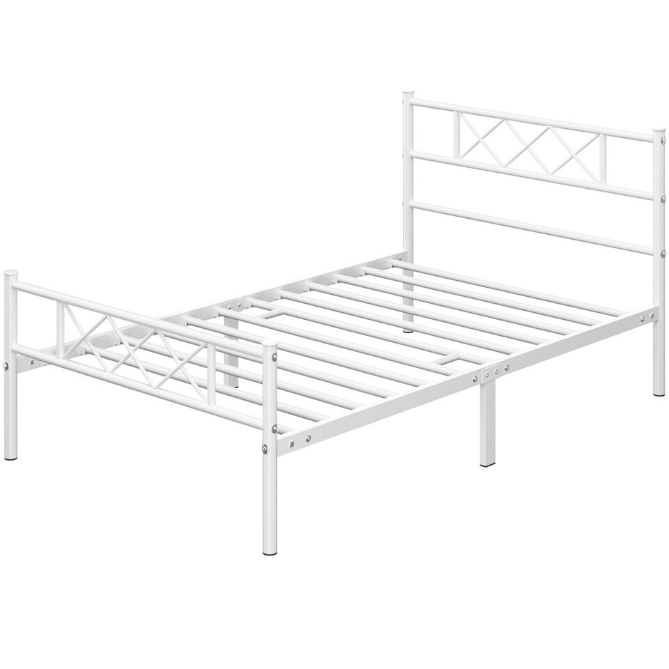 image 1 of Yaheetech 3ft Single Simple Metal Bed Frame Mattress Foundation White