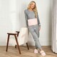 image 2 of OHS 1L Extra Long Hot Water Bottle & Soft Winter Warm Faux Fur Cover Body Wrap - Blush Pink
