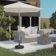 image 2 of Outsunny 18kg Concrete Parasol Base with Rattan Effect Heavy Duty Umbrella Stand | Black | Black