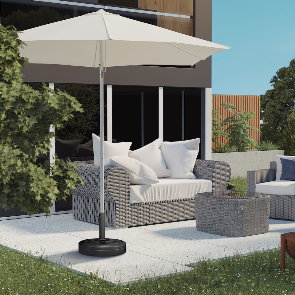 image 1 of Outsunny 18kg Concrete Parasol Base with Rattan Effect Heavy Duty Umbrella Stand | Black | Black