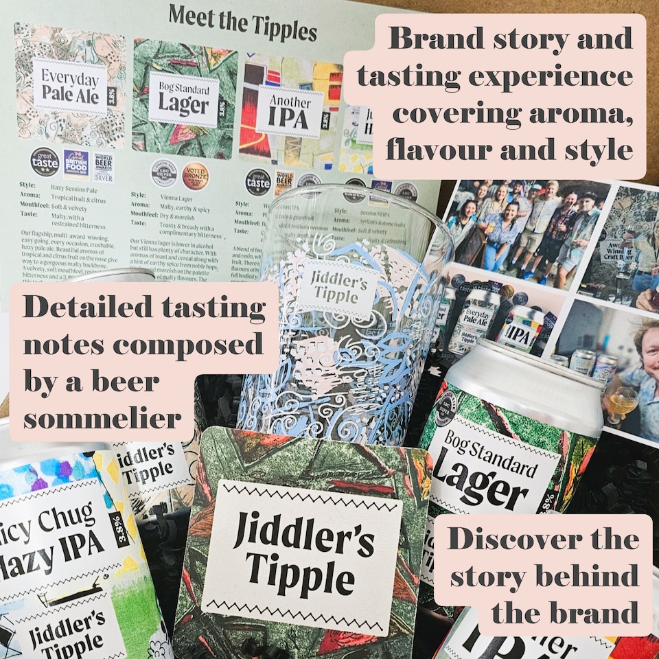 image 1 of Jiddler's Tipple Craft Beer & Snacks Gift Hamper for Men - The Ultimate Birthday Present - The Best Dad Gifts & Husband Gift Basket - 9 Pack Gift Hamper Basket