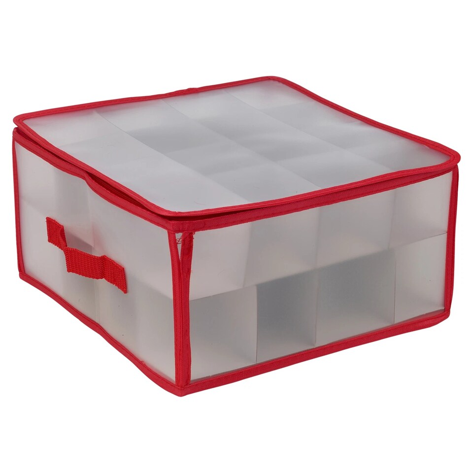 image 1 of Christmas Tree Decorations Storage Baubles Ball Case Bag Holder Organiser with Zip | Multi | Red & White | 112 Baubles