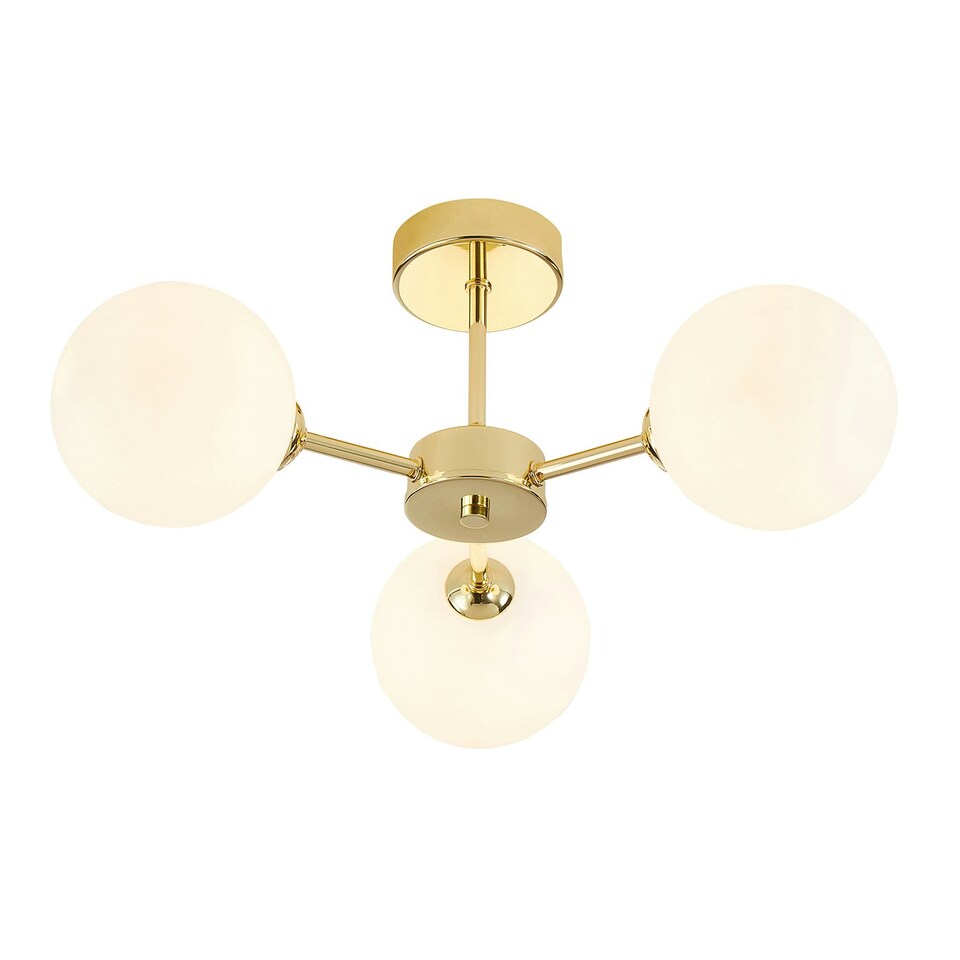 image 1 of Contemporary Chic Polished Gold Ceiling Light with Opal White Globe Glass Shades