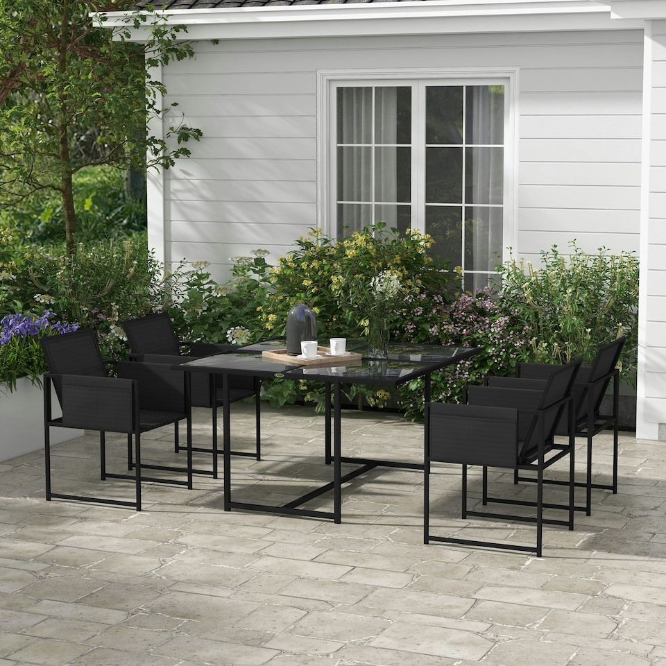 image 1 of Outsunny 4 Seater Outdoor Table and Chairs with Adjustable Backrest