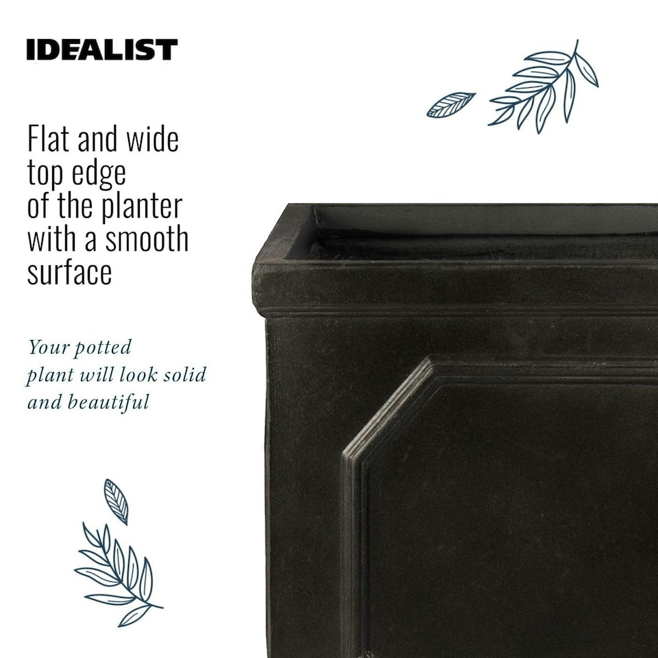 image 1 of Faux Lead Chelsea Box Square Dark Grey Light Stone Garden Planter W55 H55 L55 cm, 166 ltrs Cap.