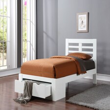 New Bretton Single 3ft Hardwood White Bed Frame with Drawer | White | Single