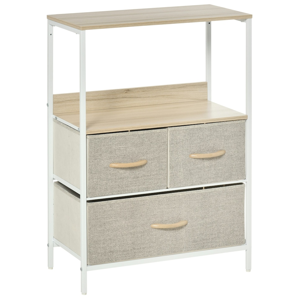 image 1 of HOMCOM 3 Drawer Storage Chest Unit Home w/ Shelves Home