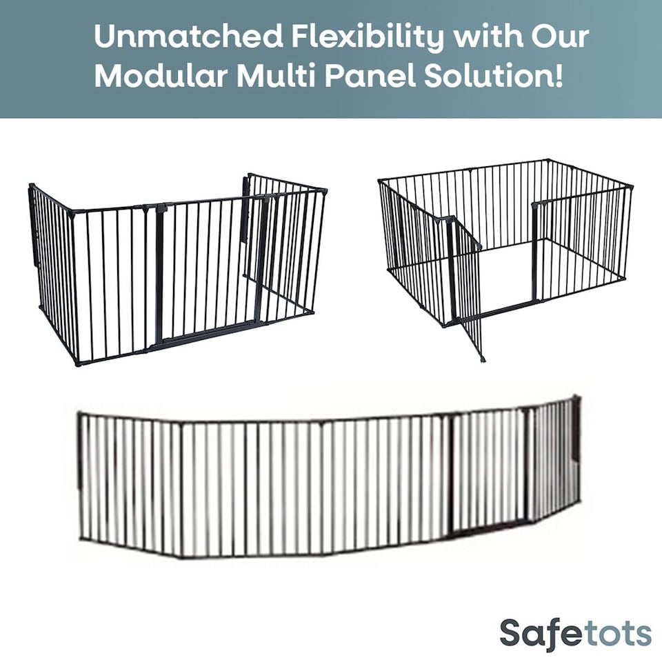 image 1 of Safetots Two Door Multi Panel Solution for Up and Down Staircases, White, 220cm of length, includes 2 Door Opening Panels