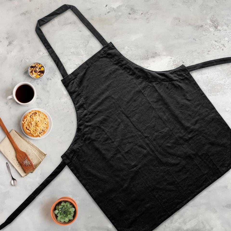image 1 of Nicola Spring Cotton Kitchen Bib Aprons - One Size - Black - Pack of 12