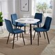 image 1 of Aspen Tapered Legs Square Dining Table with 4 Straight Stitch Cord Dining Chairs - White/Black/Blue - Flat Packed Blue