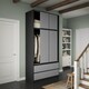 image 2 of 120cm 3 Sliding Doors Children Kids Wardrobe Bedroom Storage Closet Hanging Rail | Multi | Black with Grey Doors | 1