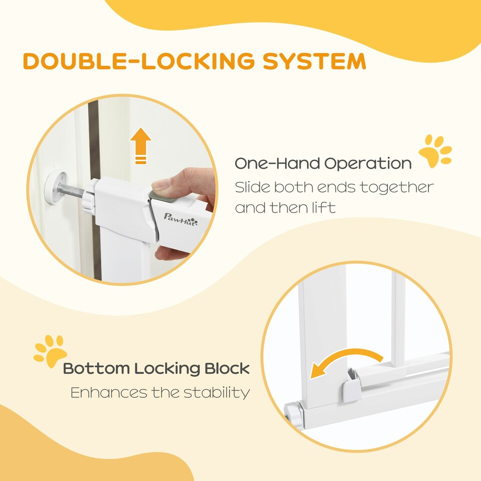 image 1 of PawHut 75-82 cm Pet Safety Gate Pressure Fit Stair w/ Small Door Double Locking