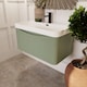image 4 of Balterley Arch Modern Bathroom Wall Hung 1 Drawer Vanity Unit & Ceramic Basin | Green | Satin Green