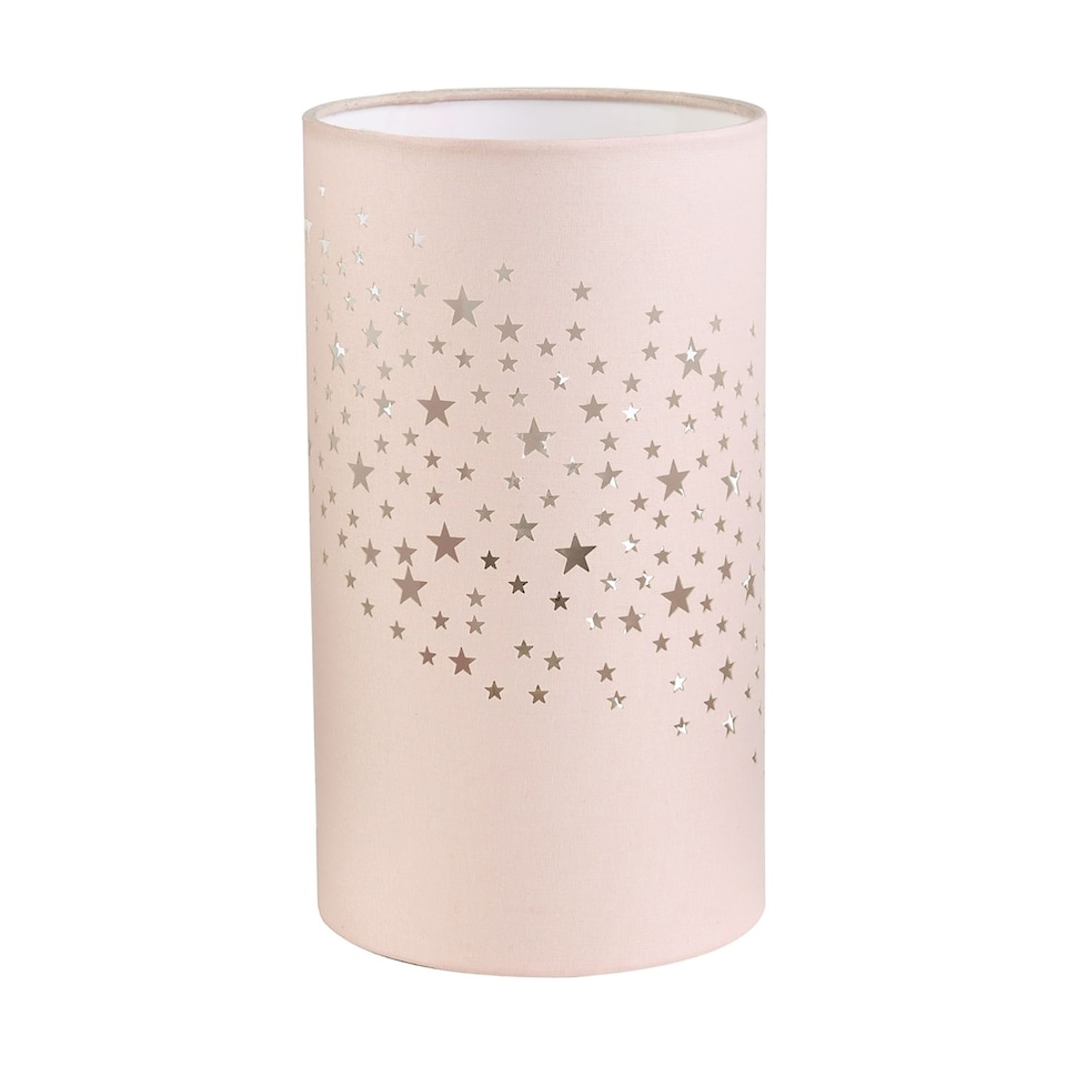 image 1 of Contemporary Stars Decorated Children/Kids Blush Pink Cotton Bedside Table Light | Pink | Pink | 1