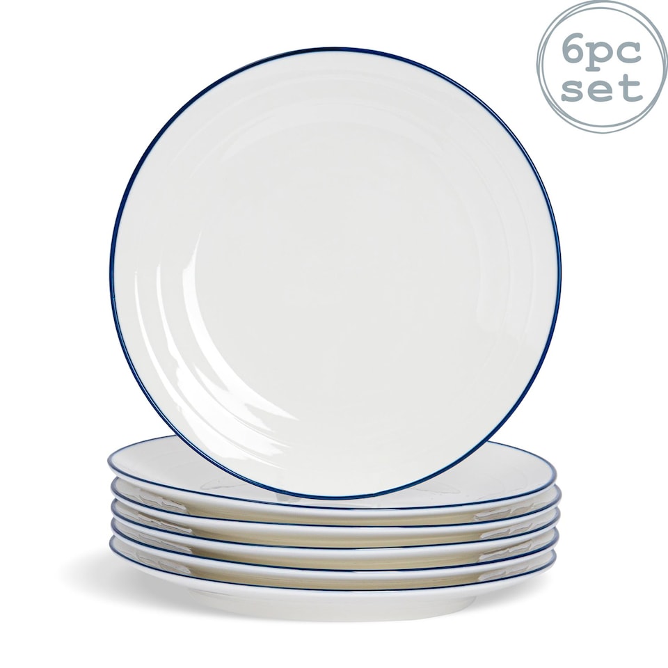 image 1 of Nicola Spring White Farmhouse Dinner Plates - 26cm - Pack of 6 | White | White