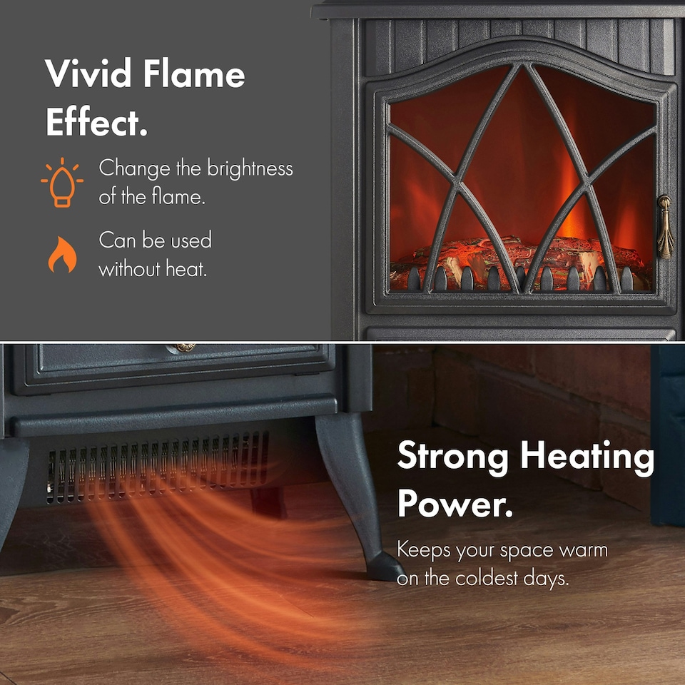 image 1 of VonHaus Electric Stove Heater 1800W Black