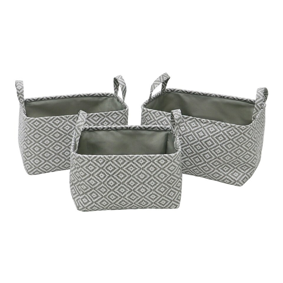 image 1 of JVL Argyle Set of 3 Rectangular Storage Baskets - Light Grey Grey