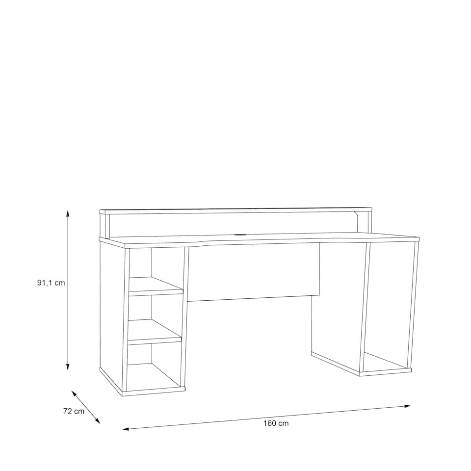 image 1 of Tezaur Black Gaming Desk 2 Shelves with Colour Changing LED