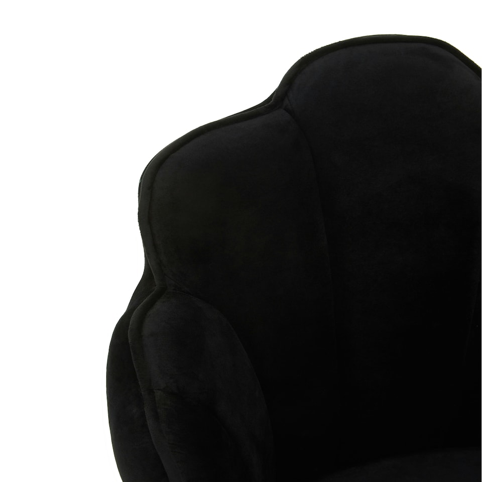 image 1 of Interiors by Premier Black Velvet Dining Chair, Durable & Adjustable Velvet Office Chair, Backrest Accent Chair with Gold Legs