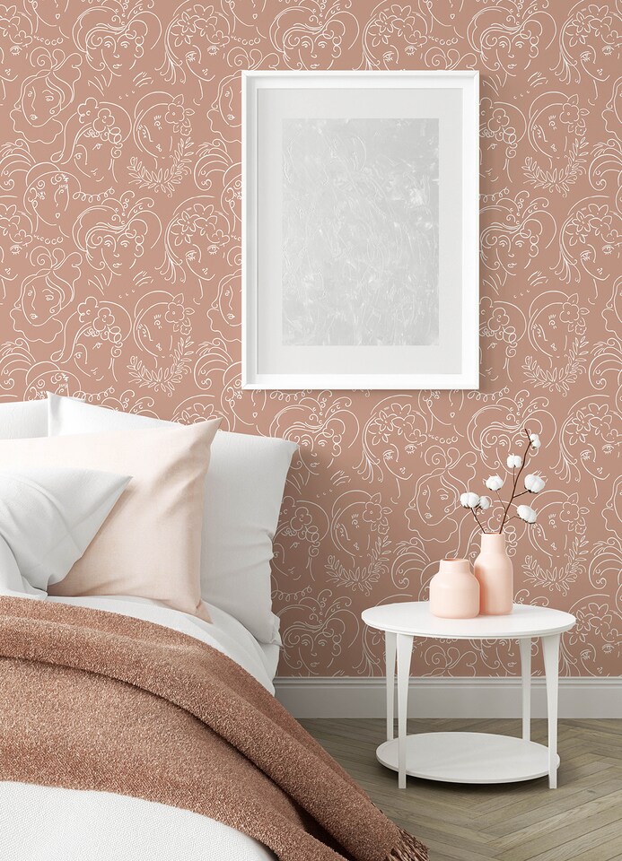 image 1 of NuWallpaper NUS4543 Lovely Ladies Who Lunch Novelty Peel & Stick Wallpaper, Terracotta