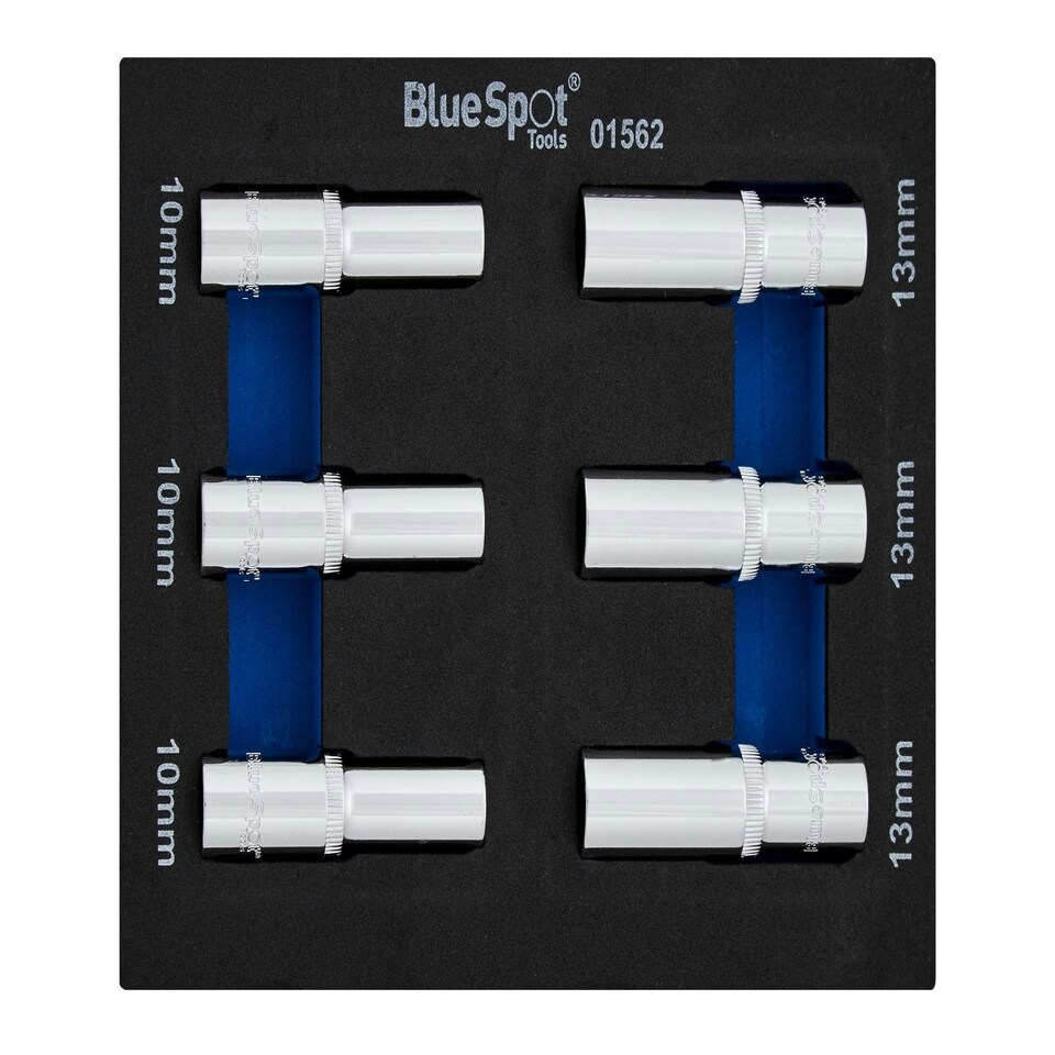 image 1 of Blue Spot Tools - 6 PCE 3/8" Metric Deep Sockets (10 & 13mm) (EVA Foam)