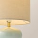 image 5 of ValueLights Kendal Natural Linen Shade Blue Glazed Ceramic Table Lamp and Bulb