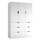 image 1 of RIGA 3 Door 6 Drawer Wardrobe | White | White & White | 10 x 44.5 x 79 | 1