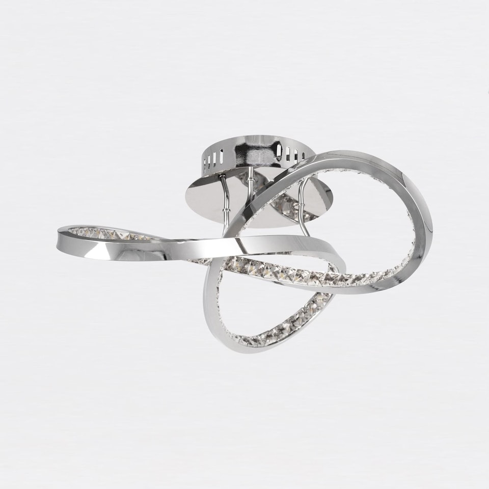 image 1 of Jewelled Chrome LED Loop Ceiling Light | Chrome | Clear | 1