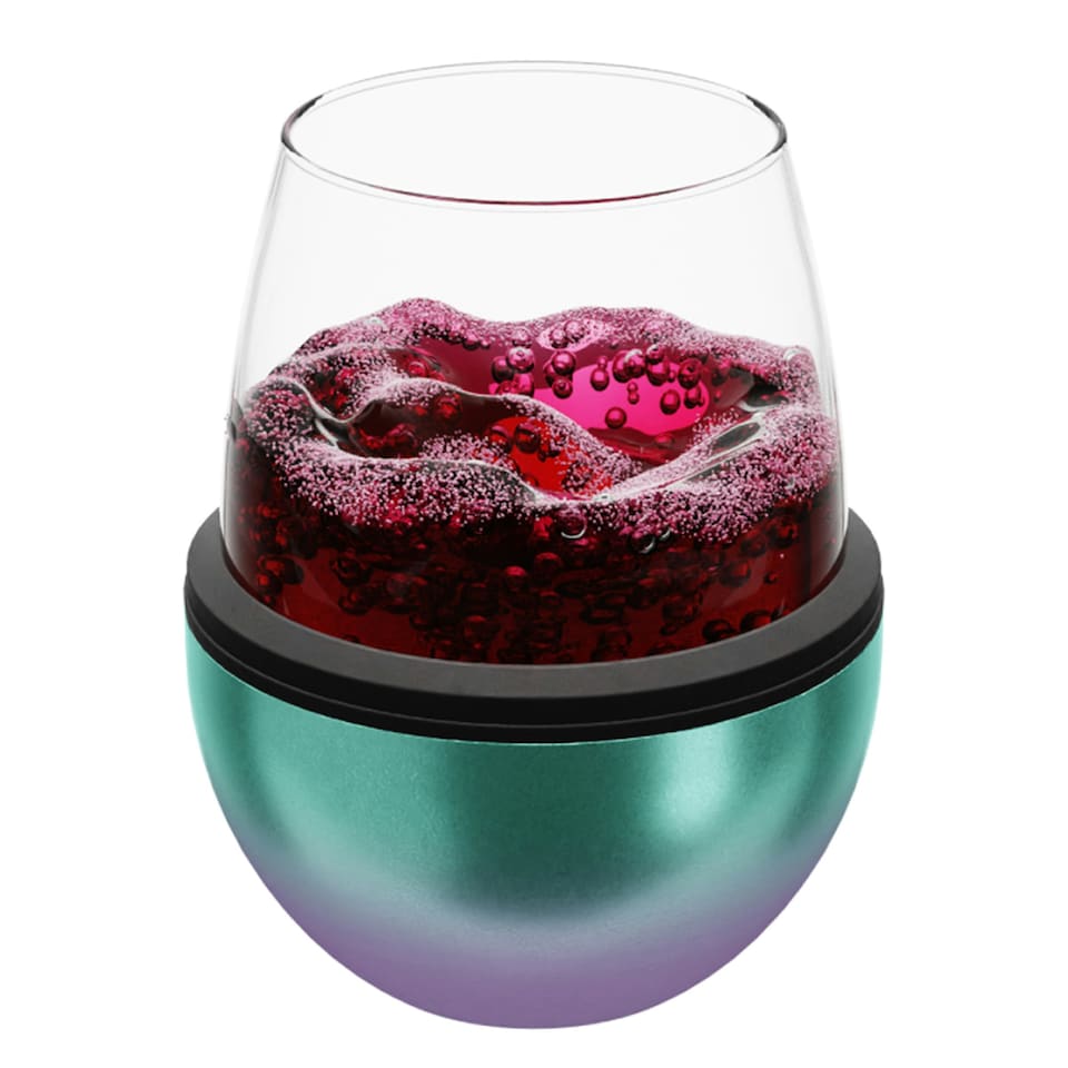 image 1 of Asobu Stemless Wine Glass with Insulated Stainless Steel Sleeve 444ml Unicorn/Teal