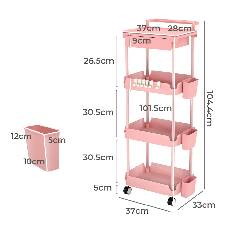 image 1 of Levede Rolling Kitchen Cart Island Portable Serving Trolley Beauty Storage Rack