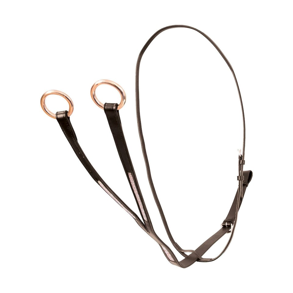 Hy Rosciano Leather Horse Martingale - Brown/Rose Gold - Pony