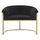 image 1 of Interiors by Premier Black Velvet Dining Chair with Arms, Matte Gold Base Armchair for Dinner, Dining Room, Home and Office