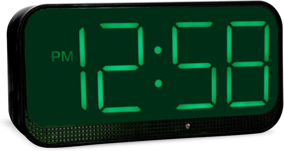 image 1 of Acctim Silas LED Wireless Alarm Clock, 2-inch Display with Adjustable Volume and Brightness | Black | Black/Green