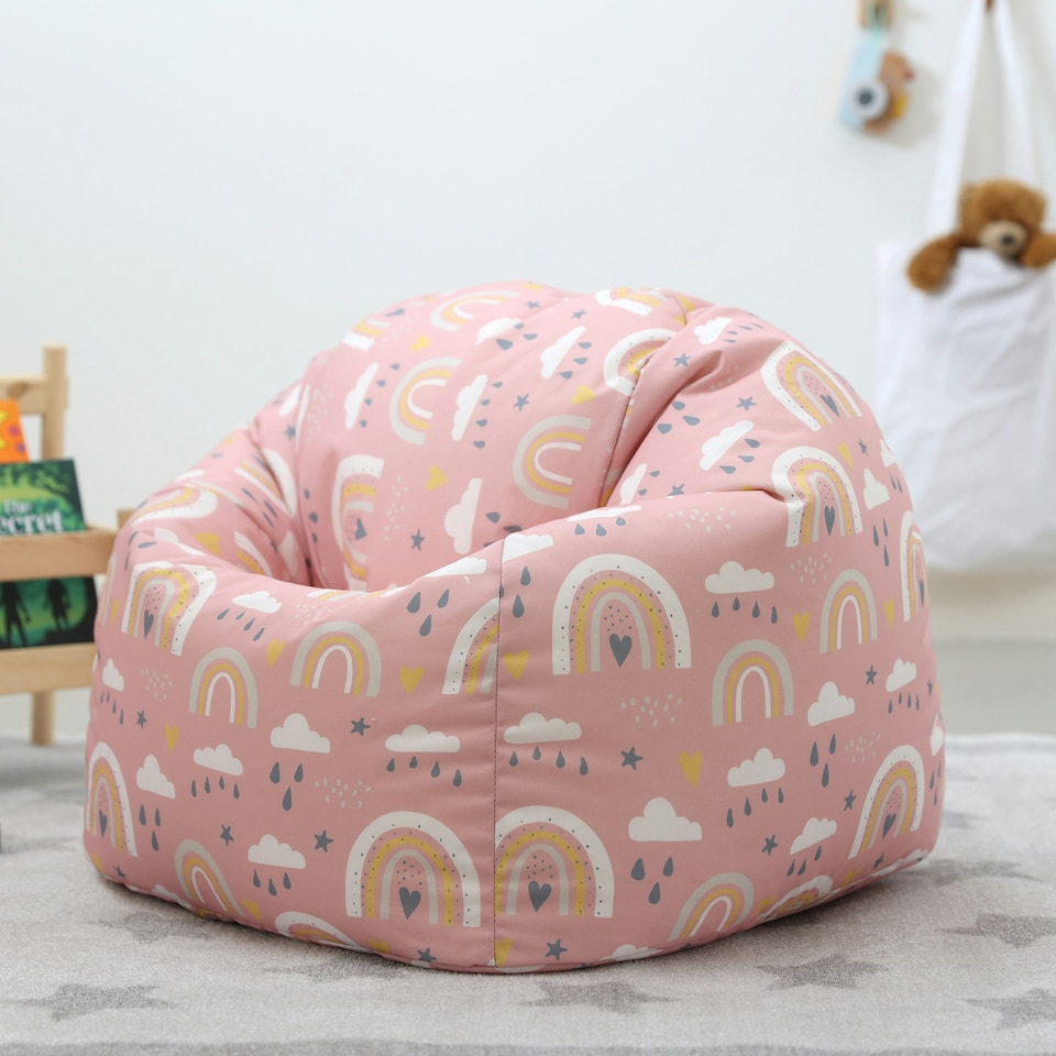 image 1 of icon Kids Rainbow Bean Bag Chair Pink Childrens Bean Bags Multi