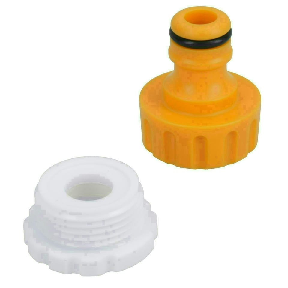 image 1 of Outdoor Garden Tap Hose Threaded Tap Connector 3/4in with 1/2in Reducer 4pc