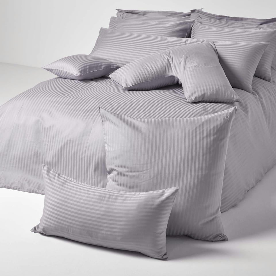 image 1 of Homescapes Grey Egyptian Cotton Satin Stripe Housewife Pillowcase - King Size Grey