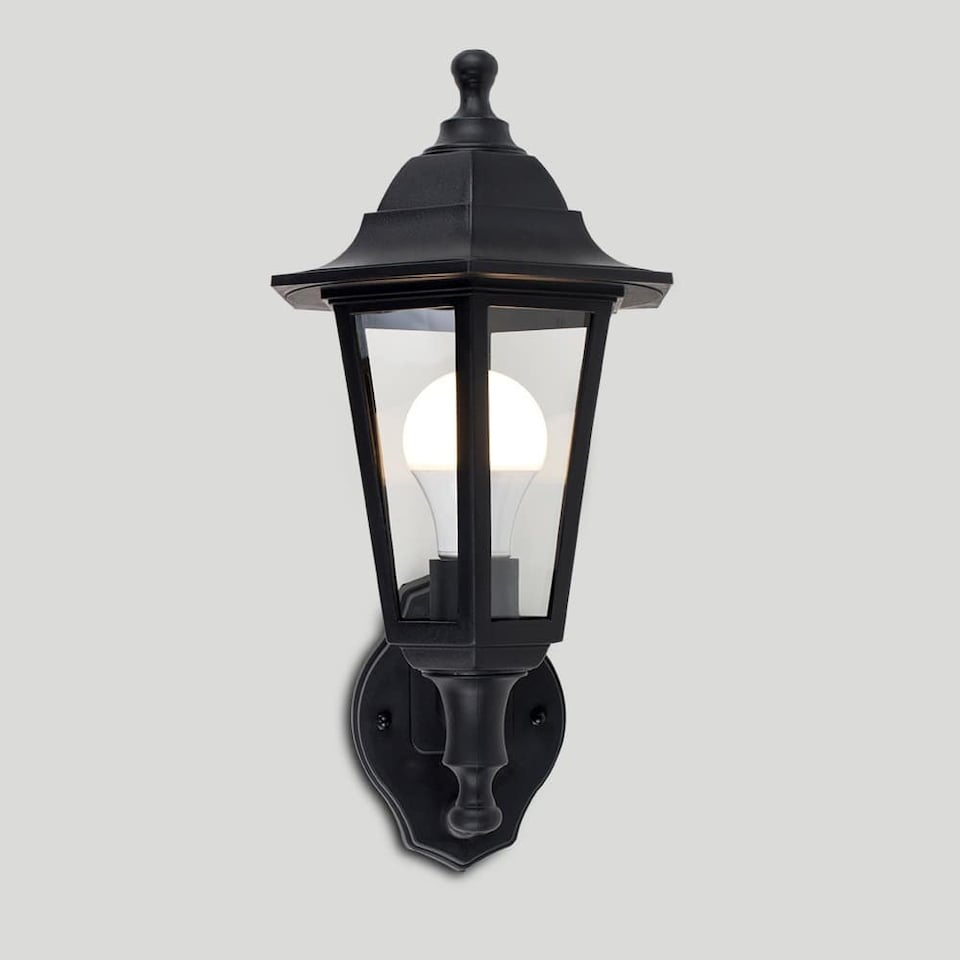 image 1 of ValueLights Mayfair Black Outdoor Wall Lantern With Dusk To Dawn Sensor | Black