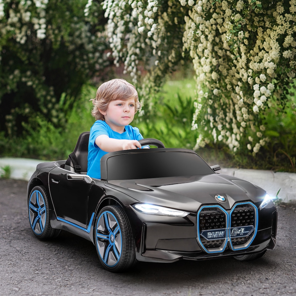 image 1 of HOMCOM BMW i4 Licensed 12V Kids Electric Ride-On Car w/ Remote Control - Black | Black | Black