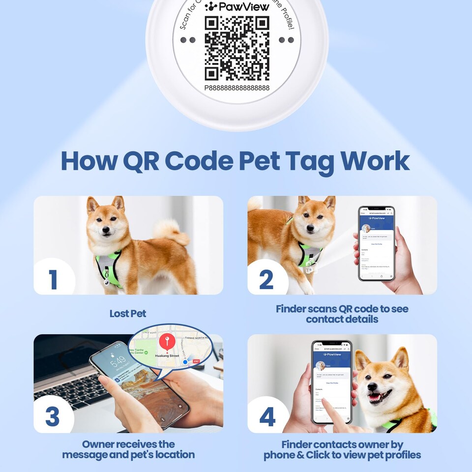 image 1 of AirTag Holder & Collar for Pets GPS Tag & App with Smart QR ID