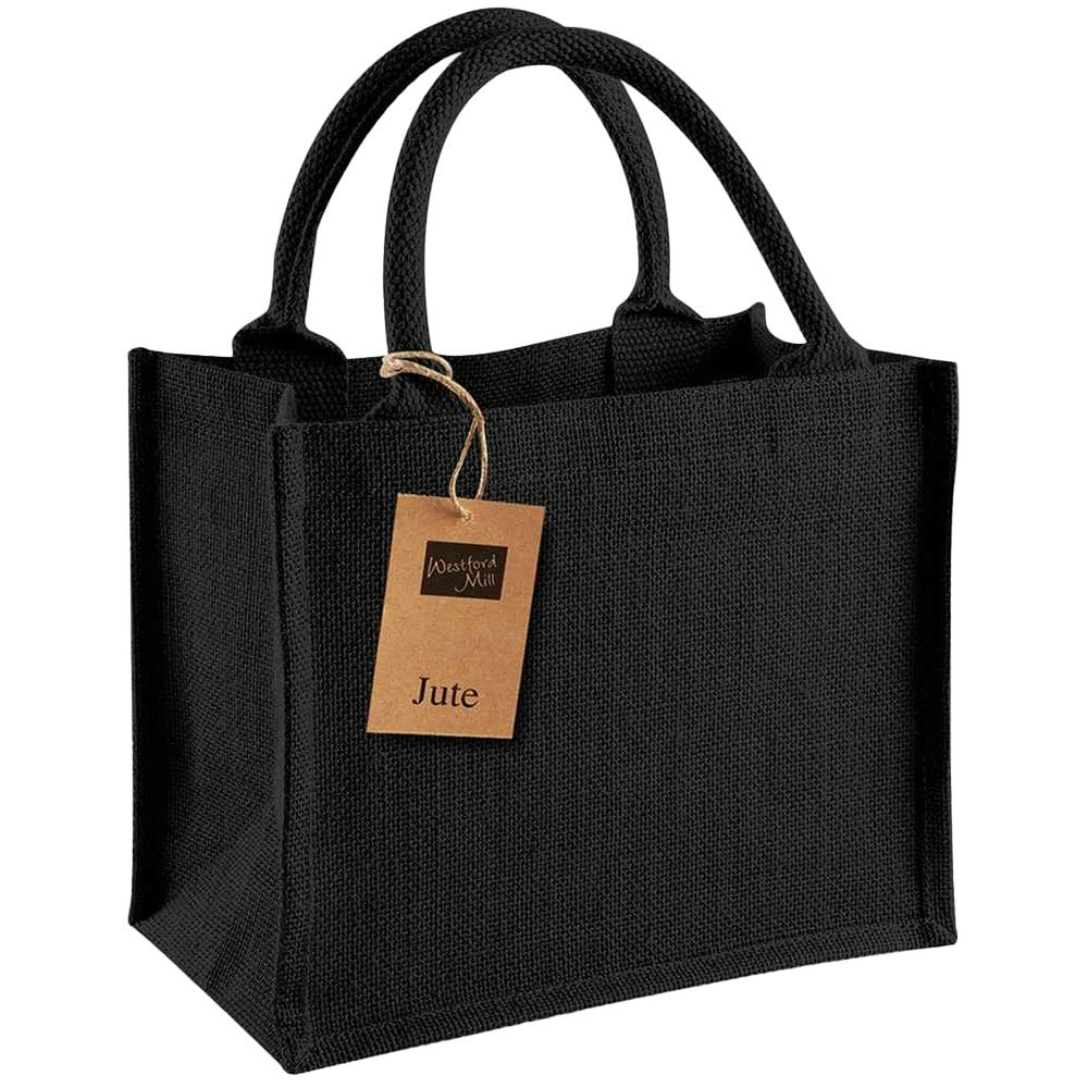 Westford Mill Jute Mini Gift Bag - Black - One Size