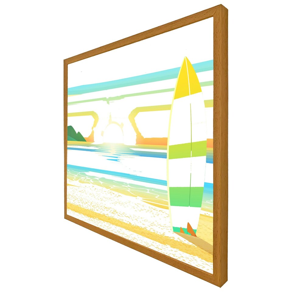 image 1 of Surf board on beach (Picture Frame) Brown | M