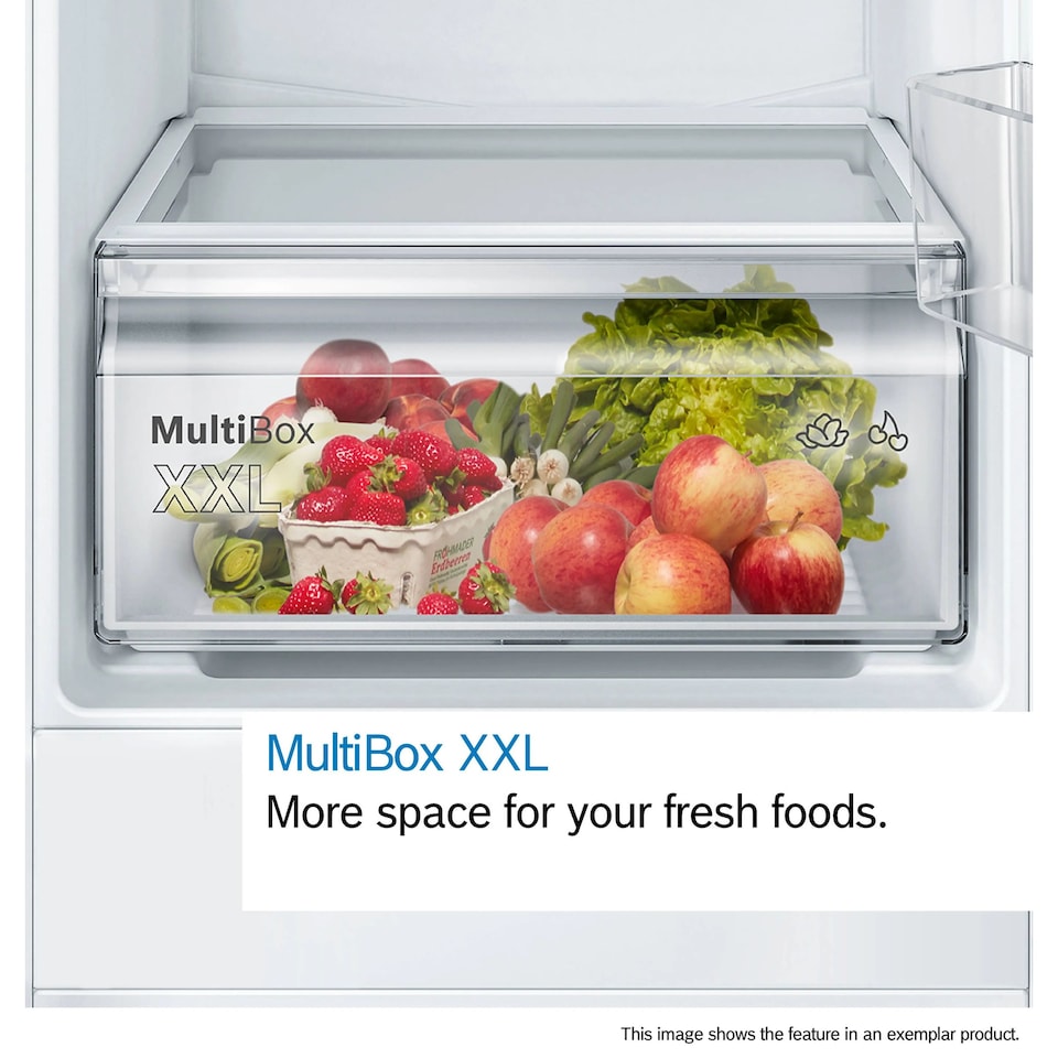 image 1 of Bosch 60-40 Integrated Frost Free Fridge Freezer, Fixed Door Hinge, 260 Litre, 54cm - KIN86NFE0G