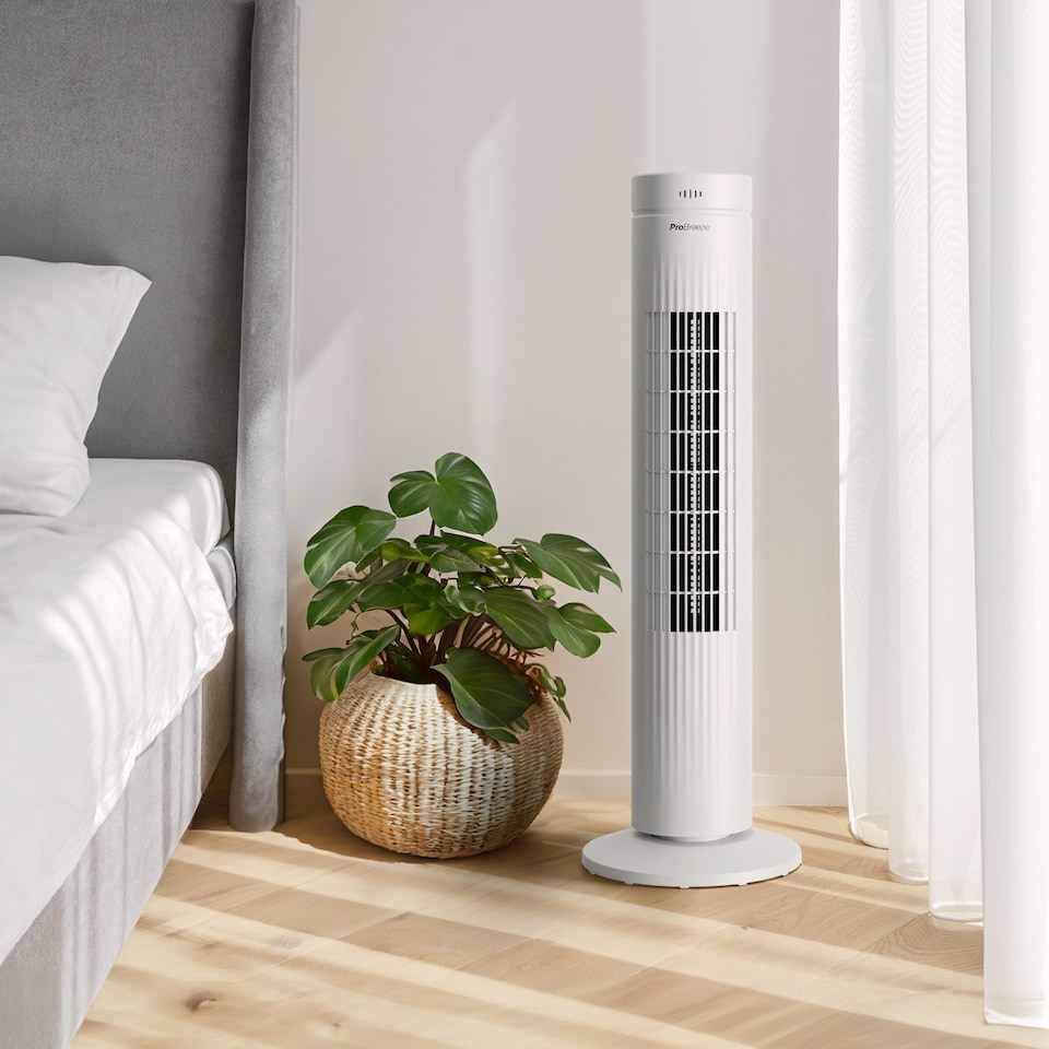 image 1 of Pro Breeze Oscillating Tower Fan with Touch Panel - White