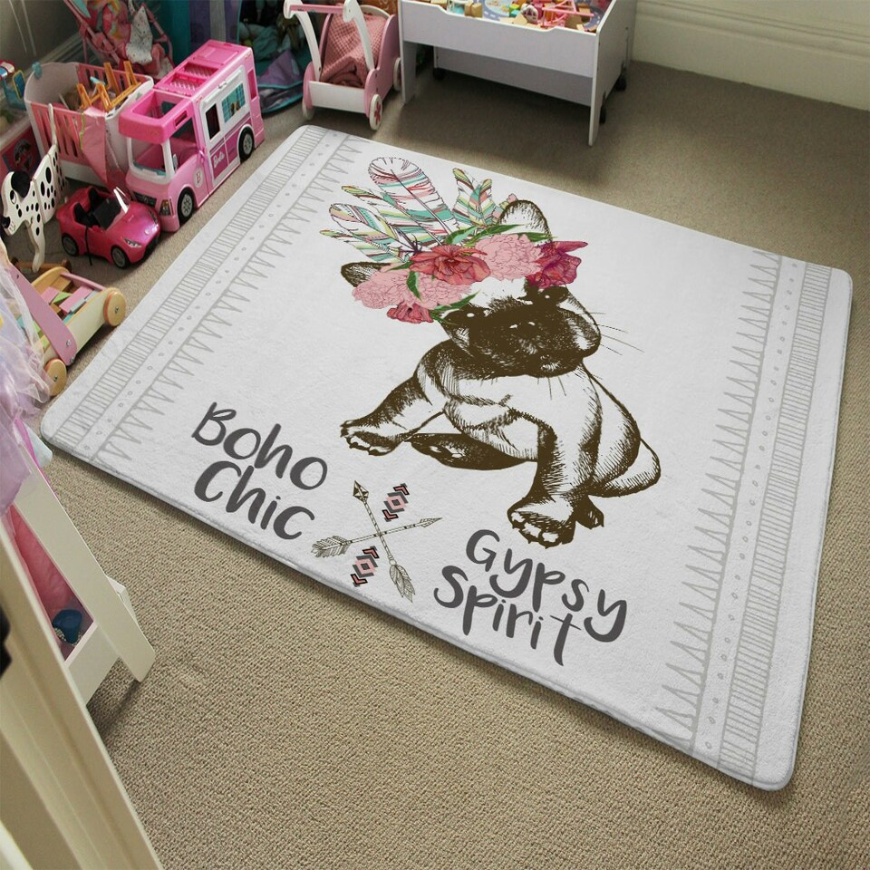 image 1 of Portrait of french bulldog puppy (Rug) Multi | XL: 160x230cm